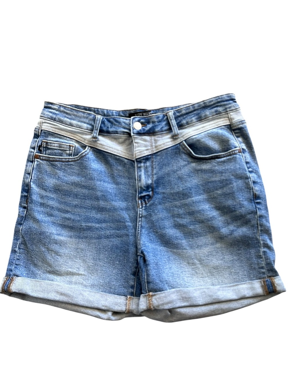 Judy Blue Two Tone Western Yoke Cuffed High Rise Shorts Size 1XL
